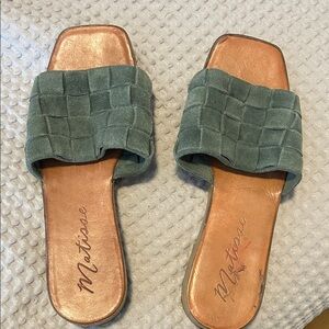 Matisse Woven Green and Tan Sandals